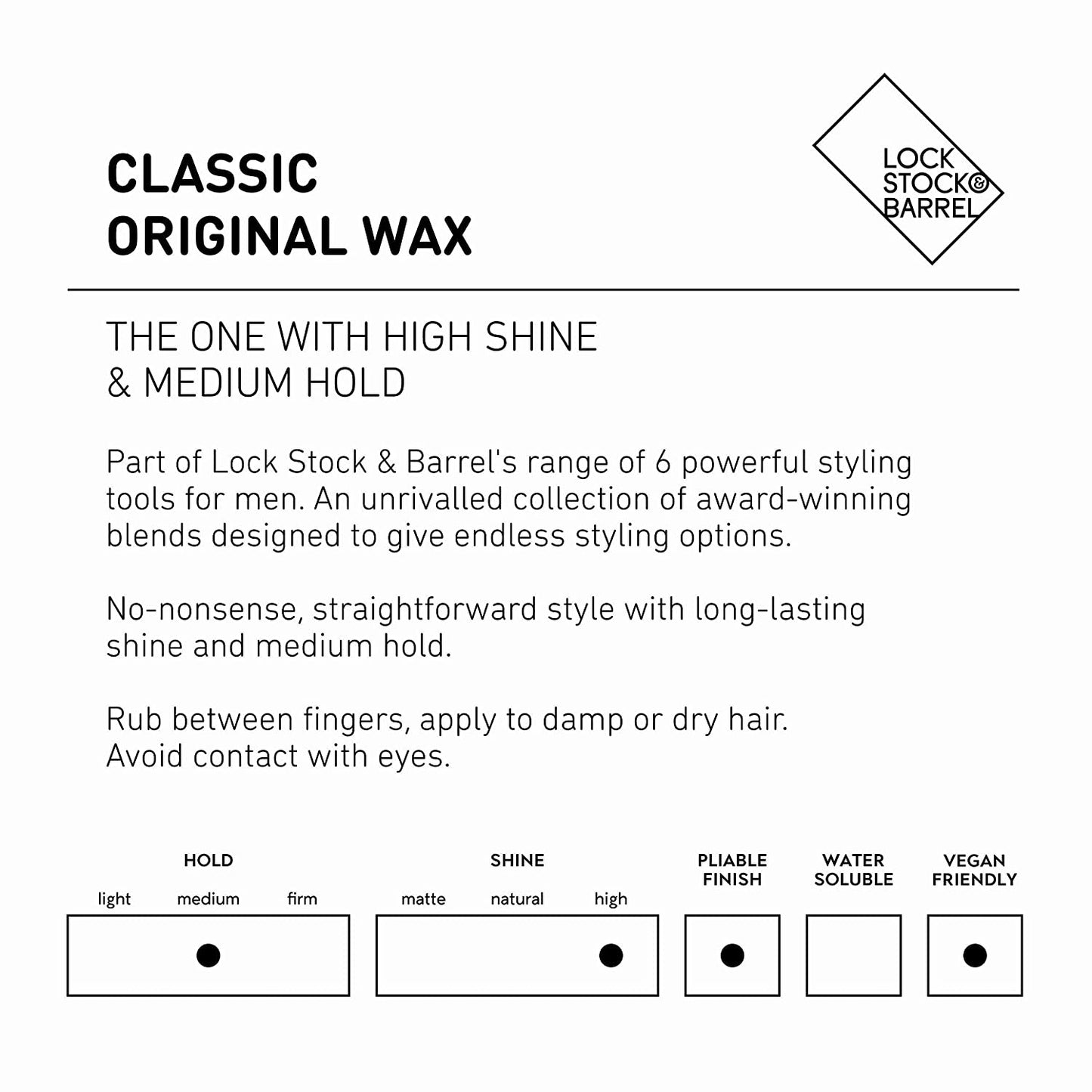 Lock Stock & Barrel Classic Original Wax For Men 100g